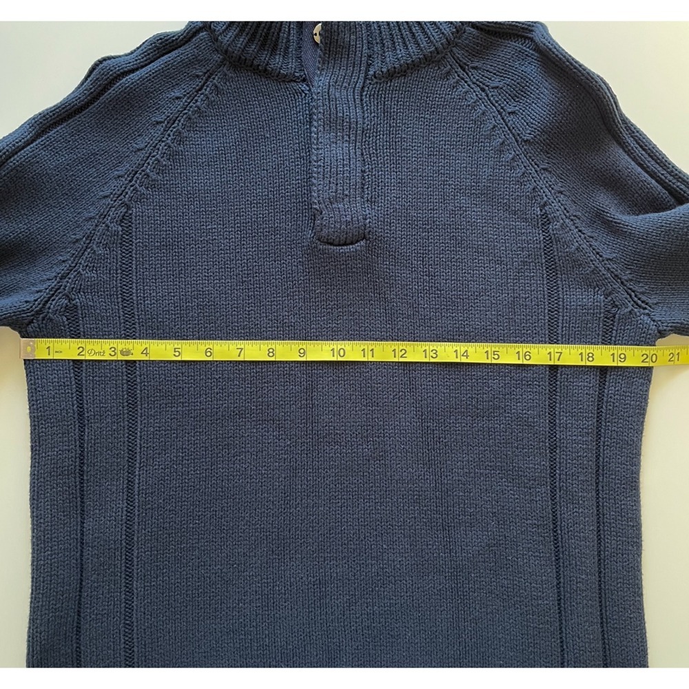 NWT Flag & Anthem 1/4 Snap Heavyweight Knit Mock Neck Sweater Mens Medium Navy - Picture 8 of 11